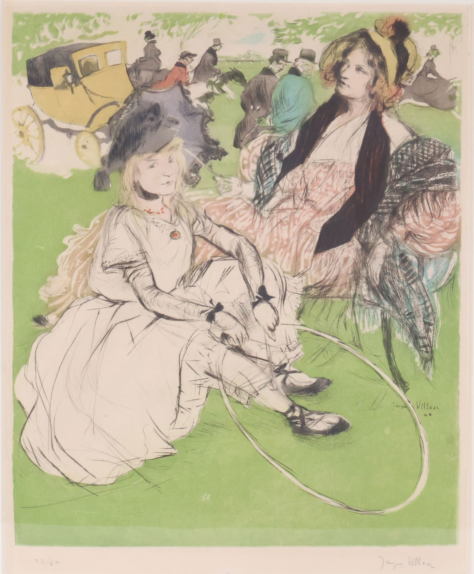 Jacques Villon, French 1875-1963, Autre Temps: 1830, Drypoint and Color Aquatint (1 of 15)