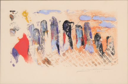 Hans Gustav Burkhardt, Los Angeles, CA 1904-1994, Abstract, Mixed Media on Paper