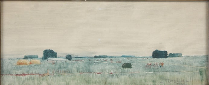 J.M. Wallace, Pastoral Landscape, Gouache