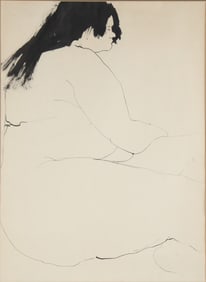 Sketch of Nude Woman, Ink on Paper
