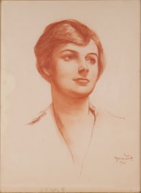 Agnes Tait, American 1894-1981, Young Female, Red Chalk on Paper