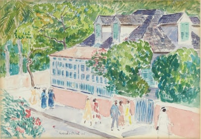 Gifford Beal, 1879-1956, Street Corner, Nassau, Watercolor on Paper