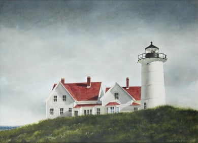 Doug Brega, America 1948, Nobska Lighthouse, Watercolor