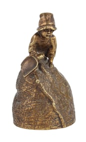 Ievgueni-Alexandro Lanceray, Russian 1848-1886, Boy on Top of Sack, Bronze Bell