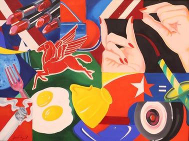In the Manner of James Rosenquist, Collection of Logos and Images, Oil on Canvas