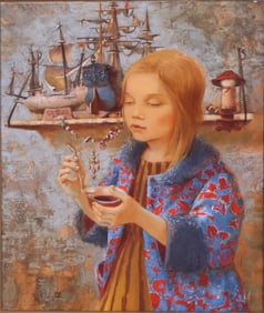 Pierre Lavarenne, French 1928-, Petite Little Aux Bateaux, Oil on Canvas