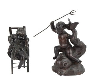 Juan Clara Ayats, Spanish 1875-1958, Happy Age, Cast Bronze of Girl in Chair