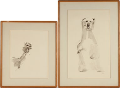 J. Roth, Camel and Polar Bear, Two Watercolors