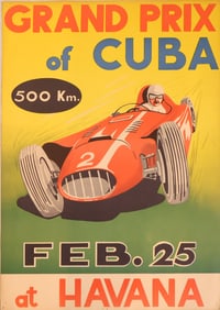Rare Grand Prix of Cuba Racing, Poster Lithograph