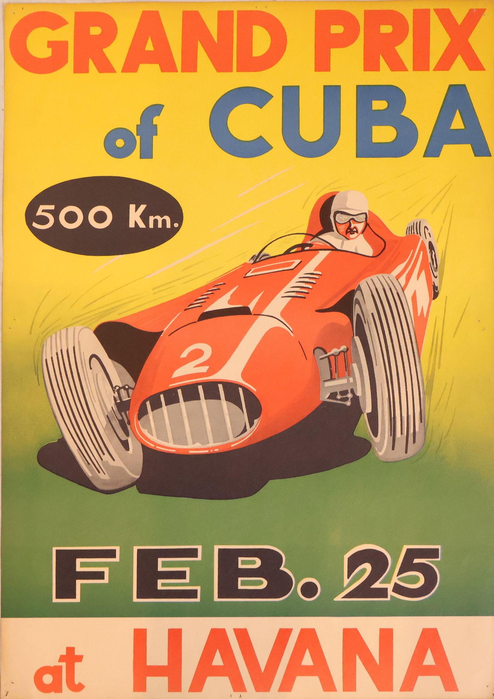 Rare Grand Prix of Cuba Racing, Poster Lithograph (1 of 9)