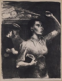 Raphael Soyer, American 1899-1987, Farewell, Lithograph