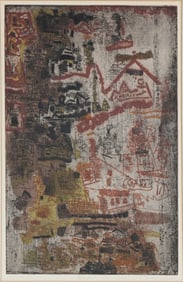 Ynez Johnston, American 1920-2019, Beyond the Gobi, Etching