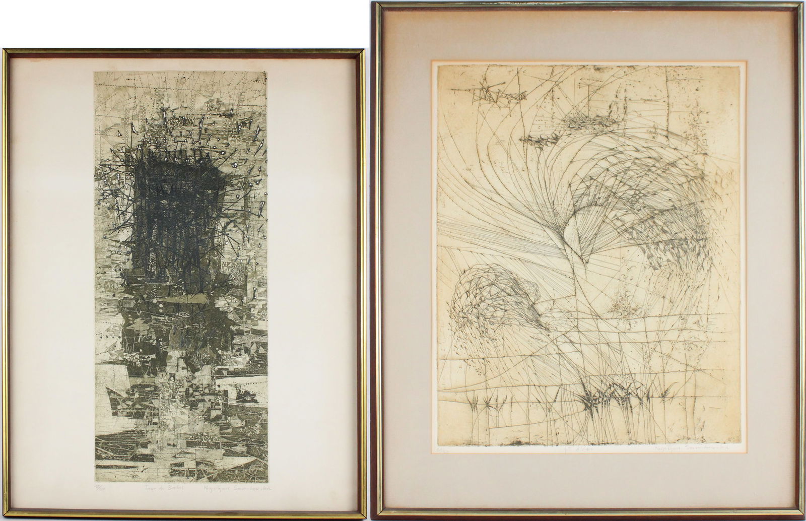 Krystyna Smiechowska, Polish 1935-, Two Abstract, Etchings (1 of 14)