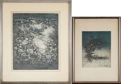 Nono Reinhold, Dutch 1922-1990, Two Abstract, Aquatint Etchings