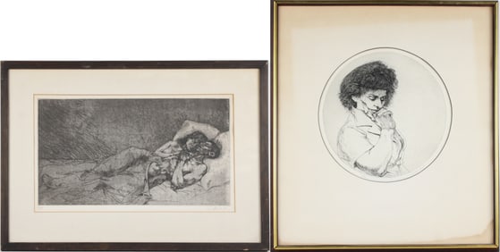 Sigmund Morton Abeles, American 1934, Two Portraits, Etchings