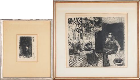 David Bumbeck, American 1940-, Black Flowers and Strada del Sole, Etchings