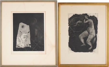 Johnny Friedlaender, German 1912-1992, Coyote and Femme et Reptile, Etchings