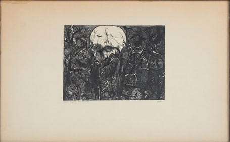 Leonard Baskin, American 1922-2000, Death Among the Thistles, Woodcut