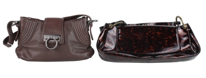Salvatore Ferragamo Brown Leather Shoulder Bag