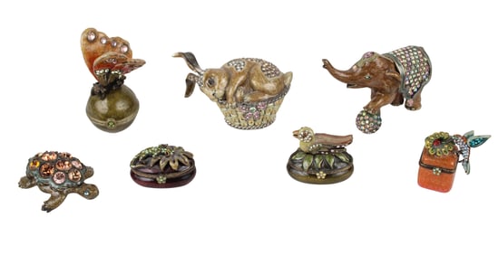 Six Jay Strongwater Animal Decorated Boxes