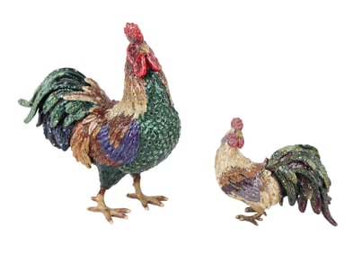 Two Jay Strongwater Rooster Figures