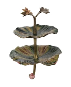Jay Strongwater Two Tiered Lily Pad Cake Stand