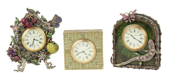 Three Jay Strongwater Desk Clocks