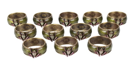 Twelve Jay Strongwater Frog-Decorated Napkin Rings