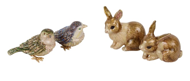 Two Sets of Jay Strongwater Salt and Pepper Shakers