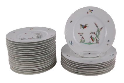 Group of Chantilly Hand-Painted Porcelain Plates