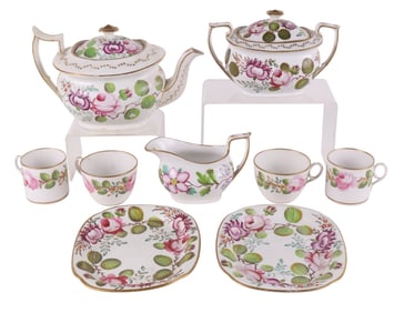 Floral-Decorated Porcelain Tea Service