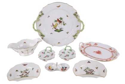 Eight Herend Porcelain Table Articles