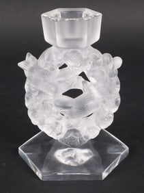 Lalique Frosted Crystal Messanges Candlestick
