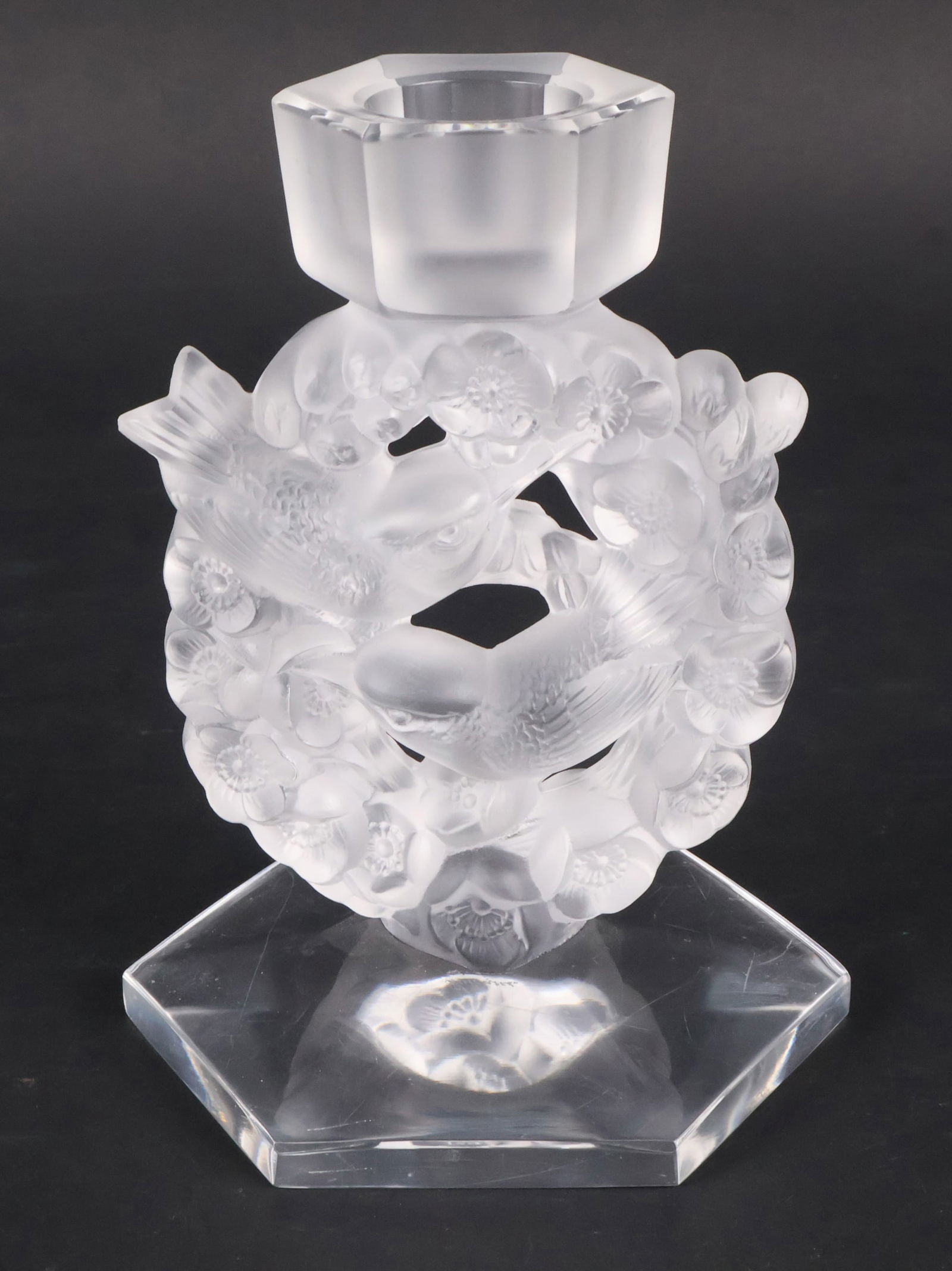 Lalique Frosted Crystal Messanges Candlestick (1 of 10)