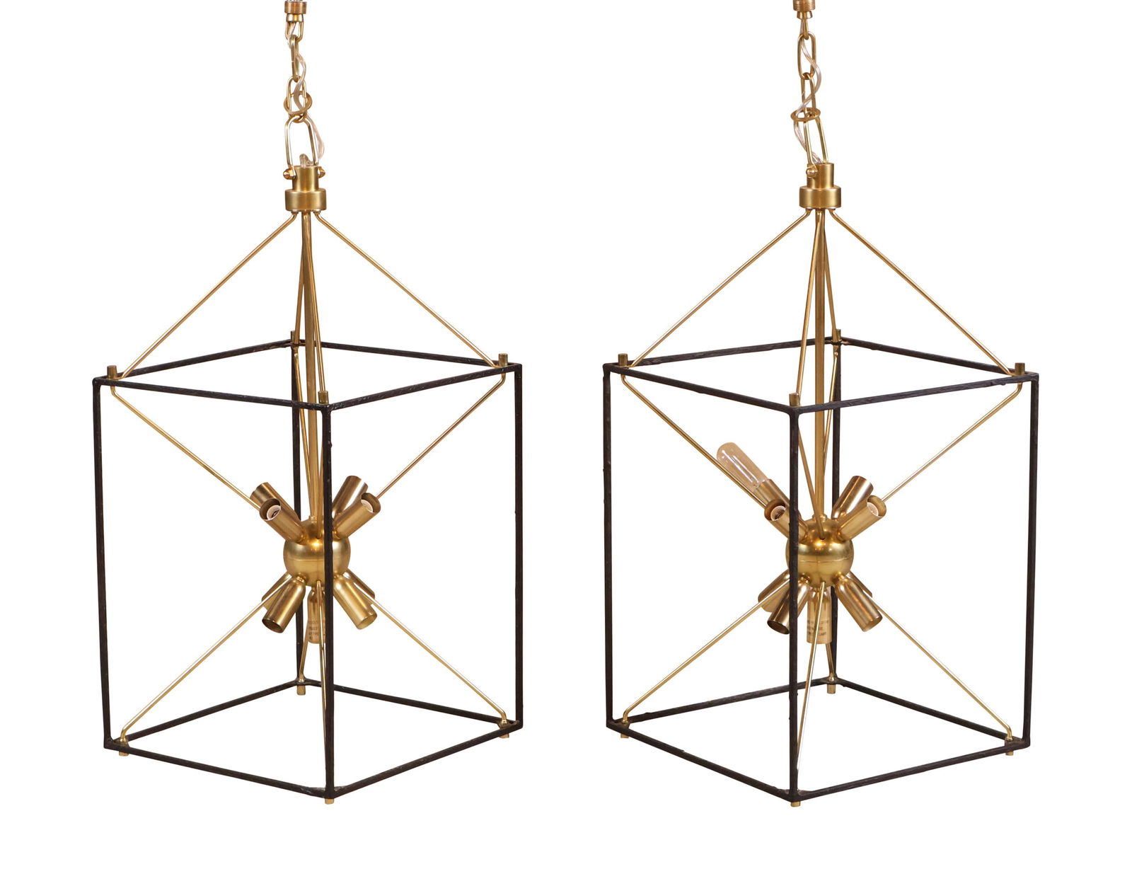 Pair of Modern Iron and Brass Lanterns (1 of 9)