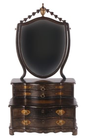 Chinoiserie Decorated Lacquered Dressing Mirror