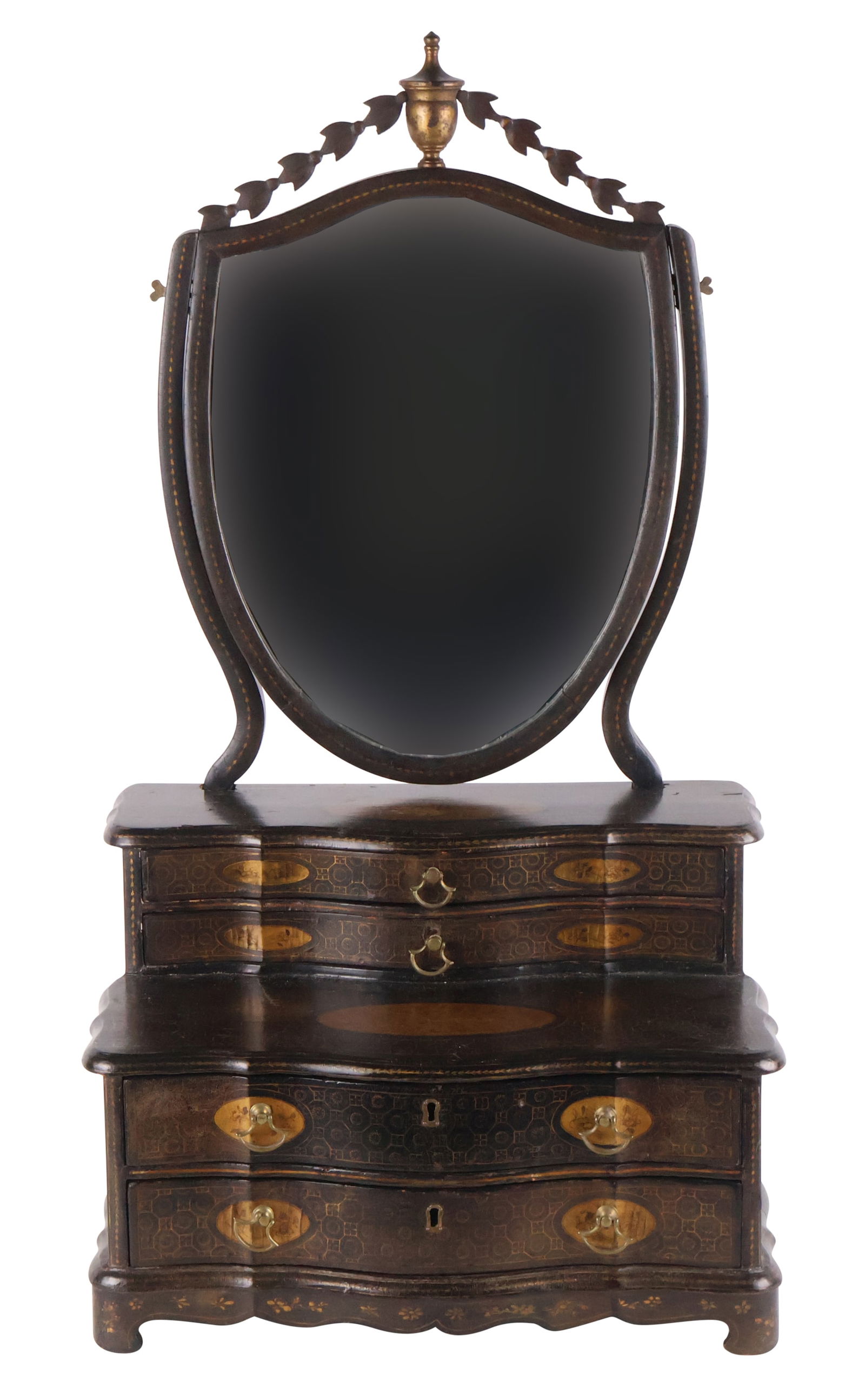 Chinoiserie Decorated Lacquered Dressing Mirror (1 of 14)