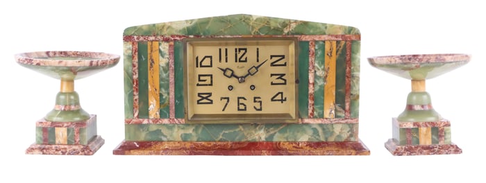 Art Deco Mantle Clock and Garniture Set