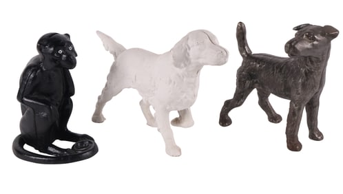 Two Dog-Form Cast-Iron Doorstops