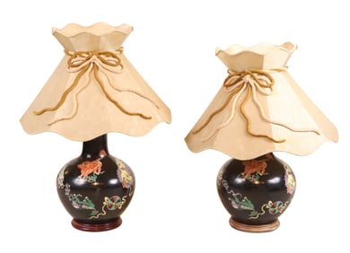 Pair of Chinese Famille Noire Porcelain Vases