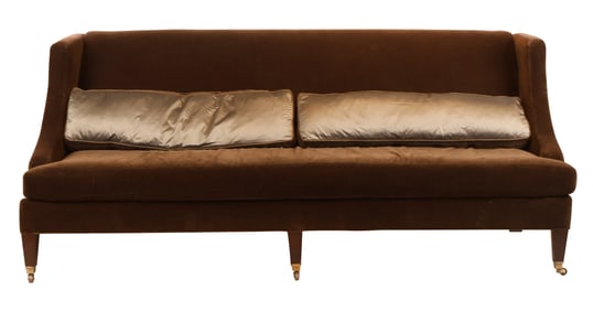 Moss Green Mohair Upholstered Sofa