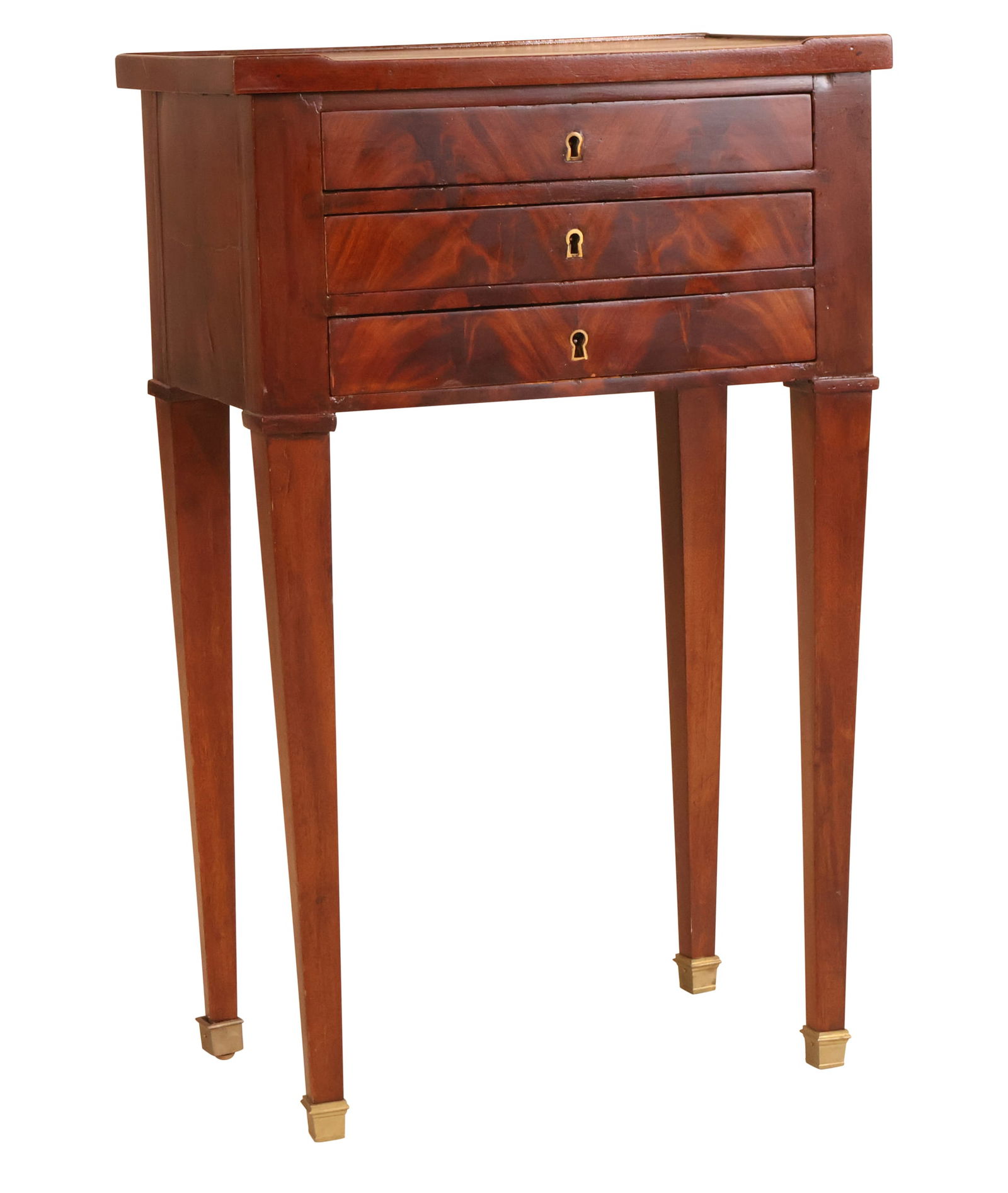 French Empire Mahogany Three Drawer Side Table (1 of 8)