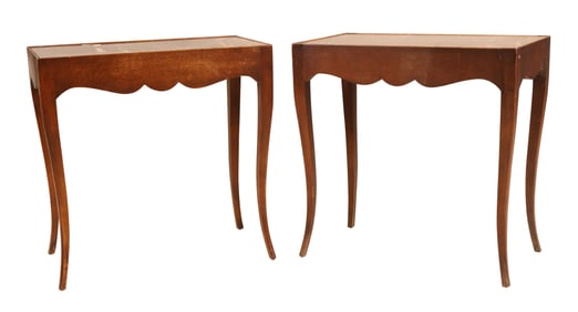 Pair of Marble Inset Mahogany Side Tables