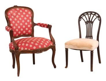 Louis XV Style Carved Walnut Fauteuil