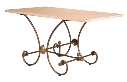 Marble Top and Wrought-Iron Baker's Table
