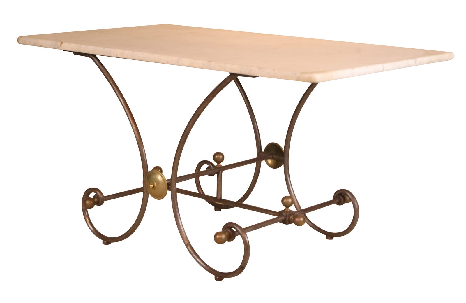 Marble Top and Wrought-Iron Baker's Table (1 of 9)