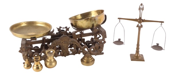 English Ornate Cast-Iron and Brass Scale