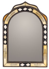 Moroccan Style Inlaid and Embossed Metal Mirror