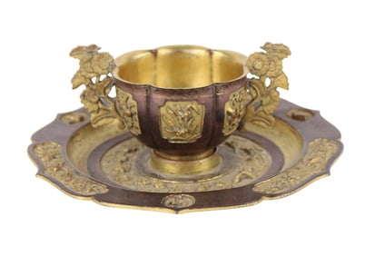 Japanese Sawasa Tonkin Ware Cup and Saucer
