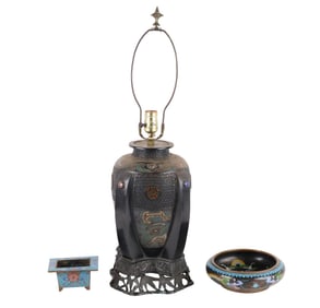 Large Champleve Bronze Urn